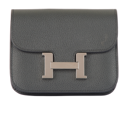 Hermes Constance Slim Wallet, Leather, Grey, W (2024), DB, 3*